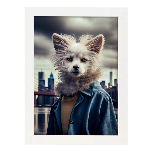 Nacnic Lámina Spitz Práctico en estilo Fotografía a todo color. Divertidas ilustraciones realistas de animales con ropa humana. Diseño y Decoración de Interiores.-Artwork-Nacnic-A4-Marco Blanco-Nacnic Estudio SL