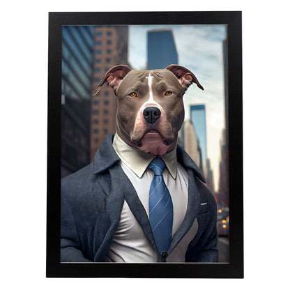 Nacnic Lámina Staffordshire Terrier americano Curioso en estilo Fotografía a todo color. Divertidas ilustraciones realistas de animales con ropa humana. Diseño y Decoración de Interiores.-Artwork-Nacnic-A4-Sin marco-Nacnic Estudio SL