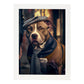 Nacnic Lámina Staffordshire Terrier americano Leal en estilo Fotografía a todo color. Divertidas ilustraciones realistas de animales con ropa humana. Diseño y Decoración de Interiores.-Artwork-Nacnic-A4-Marco Blanco-Nacnic Estudio SL