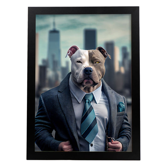 Nacnic Lámina Staffordshire Terrier Amistoso en estilo Fotografía a todo color. Divertidas ilustraciones realistas de animales con ropa humana. Diseño y Decoración de Interiores.-Artwork-Nacnic-A4-Sin marco-Nacnic Estudio SL