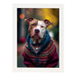 Nacnic Lámina Staffordshire Terrier Cooperativo en estilo Fotografía a todo color. Divertidas ilustraciones realistas de animales con ropa humana. Diseño y Decoración de Interiores.-Artwork-Nacnic-A4-Marco Blanco-Nacnic Estudio SL