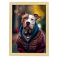 Nacnic Lámina Staffordshire Terrier Cooperativo en estilo Fotografía a todo color. Divertidas ilustraciones realistas de animales con ropa humana. Diseño y Decoración de Interiores.-Artwork-Nacnic-A4-Marco Madera clara-Nacnic Estudio SL