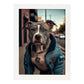 Nacnic Lámina Staffordshire Terrier Dinámico en estilo Fotografía a todo color. Divertidas ilustraciones realistas de animales con ropa humana. Diseño y Decoración de Interiores.-Artwork-Nacnic-A4-Marco Blanco-Nacnic Estudio SL