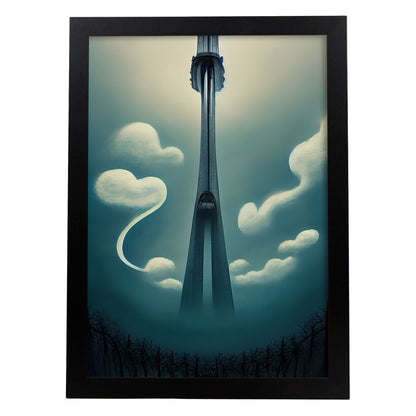 Nacnic Lámina Torre CN Energético al estilo de T. Burton. Ilustraciones de monumentos, ciudades, paises inspiradas en arte gótico y oscuro. Diseño y Decoración de Interiores.-Artwork-Nacnic-A4-Sin marco-Nacnic Estudio SL