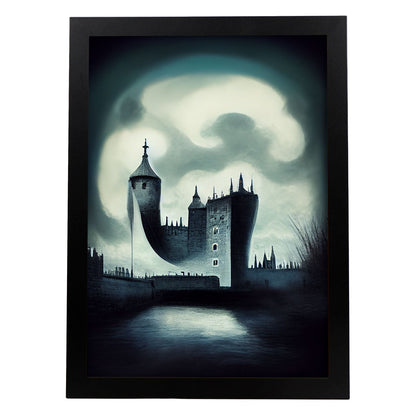 Nacnic Lámina Torre de Londres Optimista al estilo de T. Burton. Ilustraciones de monumentos, ciudades, paises inspiradas en arte gótico y oscuro. Diseño y Decoración de Interiores.-Artwork-Nacnic-A4-Sin marco-Nacnic Estudio SL