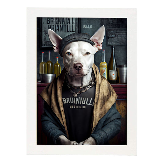Nacnic Lámina Vallhund Dinámico en estilo Fotografía a todo color. Divertidas ilustraciones realistas de animales con ropa humana. Diseño y Decoración de Interiores.-Artwork-Nacnic-A4-Marco Blanco-Nacnic Estudio SL