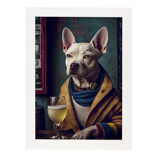 Nacnic Lámina Vallhund Encantador en estilo Fotografía a todo color. Divertidas ilustraciones realistas de animales con ropa humana. Diseño y Decoración de Interiores.-Artwork-Nacnic-A4-Marco Blanco-Nacnic Estudio SL
