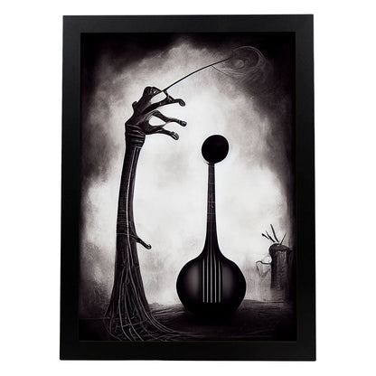 Nacnic Lámina Violín Práctico al estilo de T. Burton. Ilustraciones de escenas y lugares inspiradas en arte gótico y oscuro. Diseño y Decoración de Interiores.-Artwork-Nacnic-A4-Sin marco-Nacnic Estudio SL