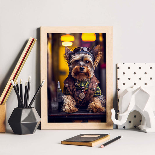 Nacnic Lámina Yorkshire Terrier Creativo en estilo Fotografía a todo color. Divertidas ilustraciones realistas de animales con ropa humana. Diseño y Decoración de Interiores.-Artwork-Nacnic-Nacnic Estudio SL