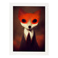 Nacnic Lámina Zorro Confiado estilo T. Burton. Ilustraciones y pósters de animales inspirados en el arte gótico y oscuro de Burton. Diseño y Decoración de Interiores.-Artwork-Nacnic-A4-Marco Blanco-Nacnic Estudio SL