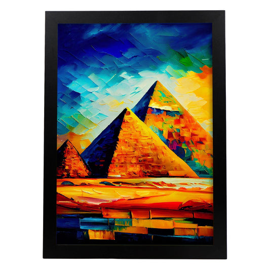 Nacnic Las pirámides de Giza El Cairo Egipto Pintura al óleo. Estampados de arte de pared estético para el diseño de dormitorio o sala de estar.-Artwork-Nacnic-A4-Sin marco-Nacnic Estudio SL