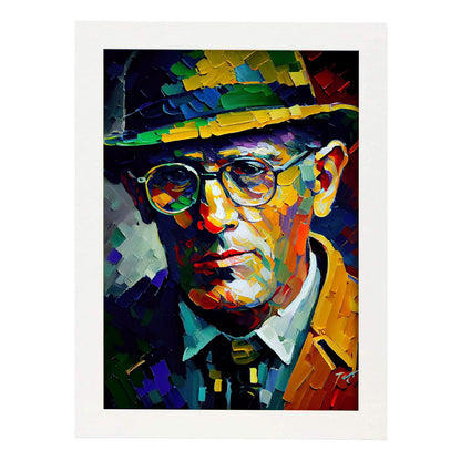 Nacnic Le Corbusier Pintura al óleo de pinceladas coloridas ha. Estampados de arte de pared estético para el diseño de dormitorio o sala de estar.-Artwork-Nacnic-A4-Marco Blanco-Nacnic Estudio SL