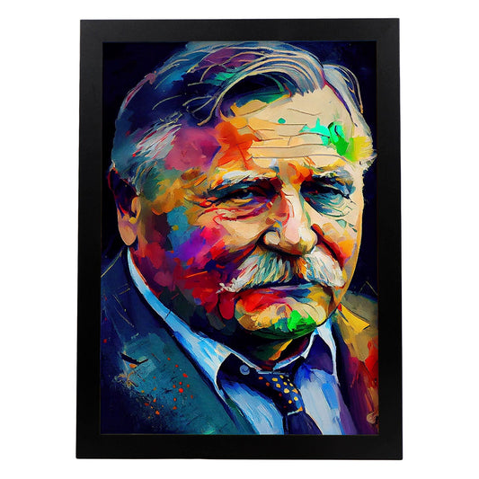 Nacnic Lech Walesa Pintura al óleo de pinceladas Colorful Hap. Estampados de arte de pared estético para el diseño de dormitorio o sala de estar.-Artwork-Nacnic-A4-Sin marco-Nacnic Estudio SL