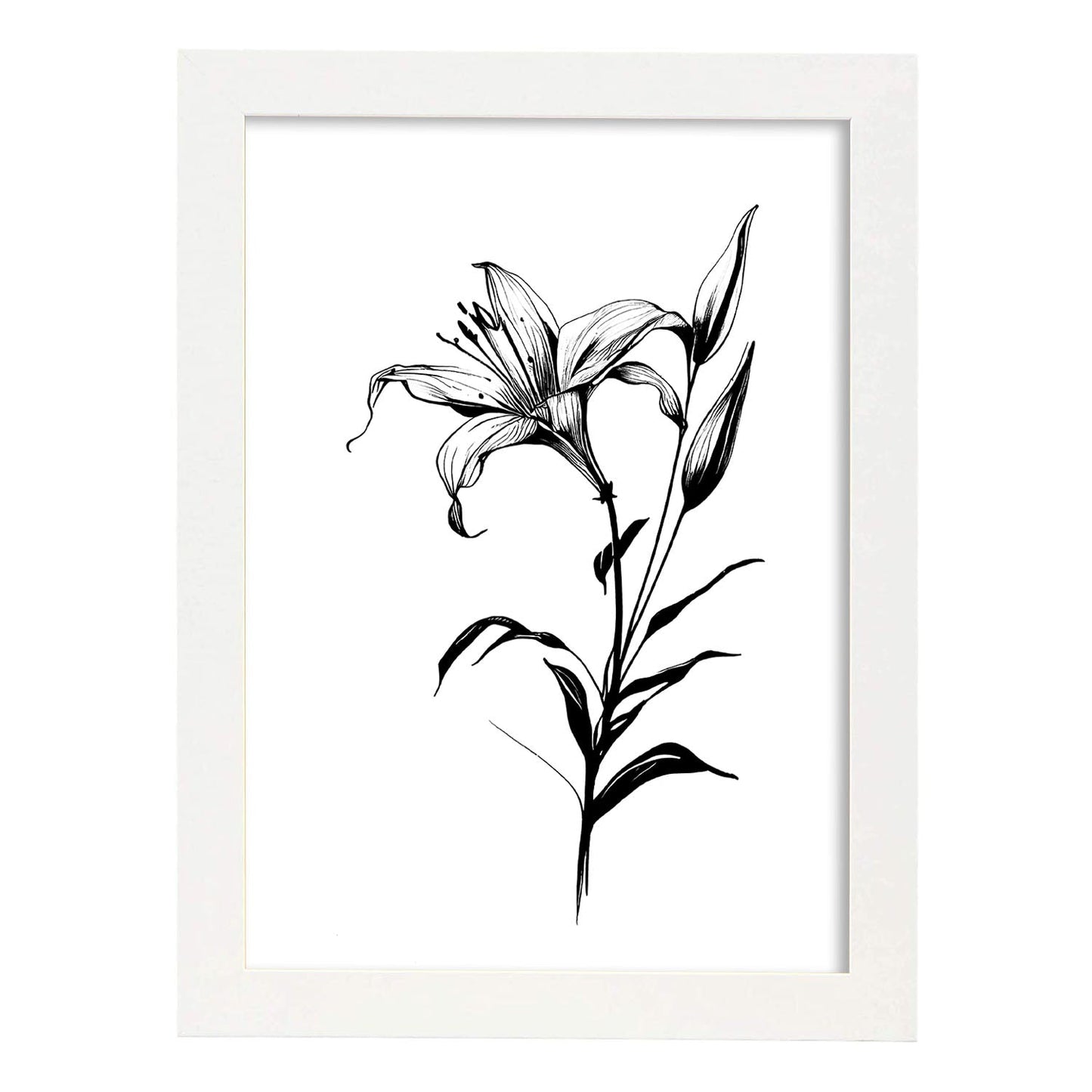 Nacnic Lily Minimalist Line Art_2. Aesthetic Wall Art Prints for Bedroom or Living Room Design.