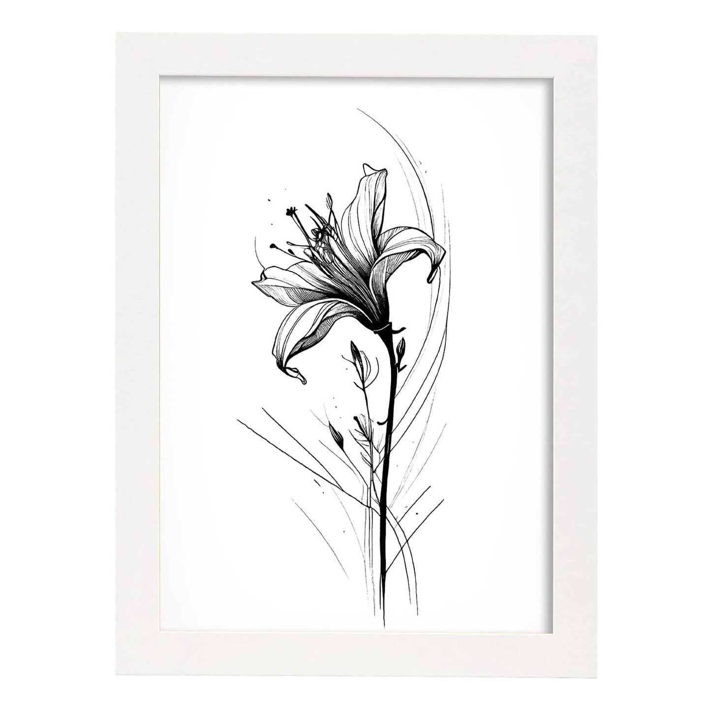Nacnic Lily Minimalist Line Art_3. Aesthetic Wall Art Prints for Bedroom or Living Room Design.
