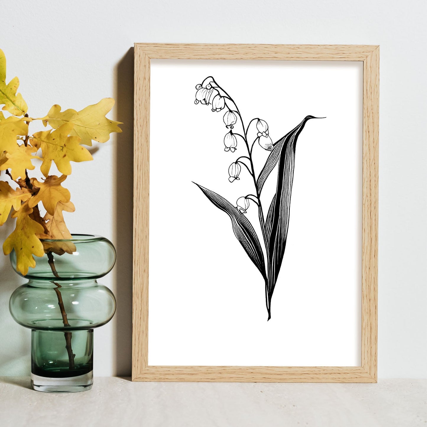 Nacnic Lily of the valley Minimalist Line Art. Aesthetic Wall Art Prints for Bedroom or Living Room Design.