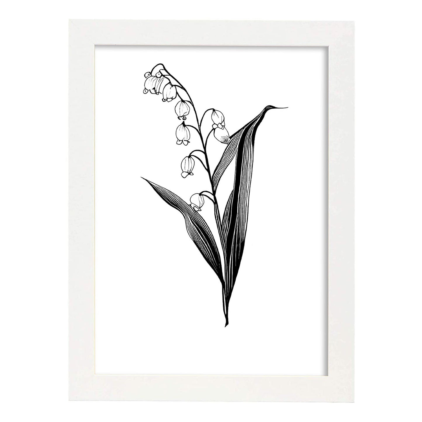 Nacnic Lily of the valley Minimalist Line Art. Aesthetic Wall Art Prints for Bedroom or Living Room Design.