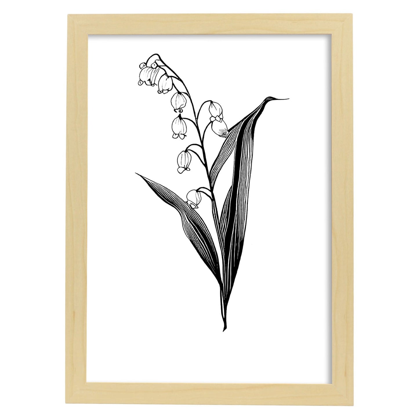 Nacnic Lily of the valley Minimalist Line Art. Aesthetic Wall Art Prints for Bedroom or Living Room Design.
