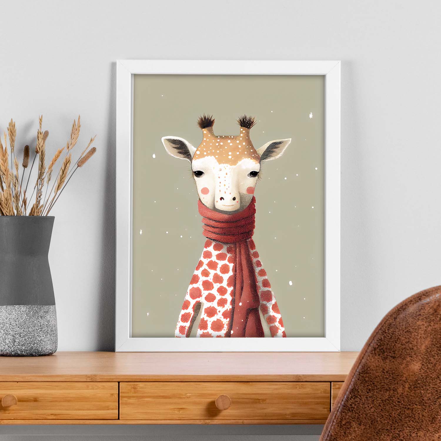 Nacnic linda jirafa bebé con rojo. Estampados de arte de pared estético para el diseño de dormitorio o sala de estar.-Artwork-Nacnic-Nacnic Estudio SL
