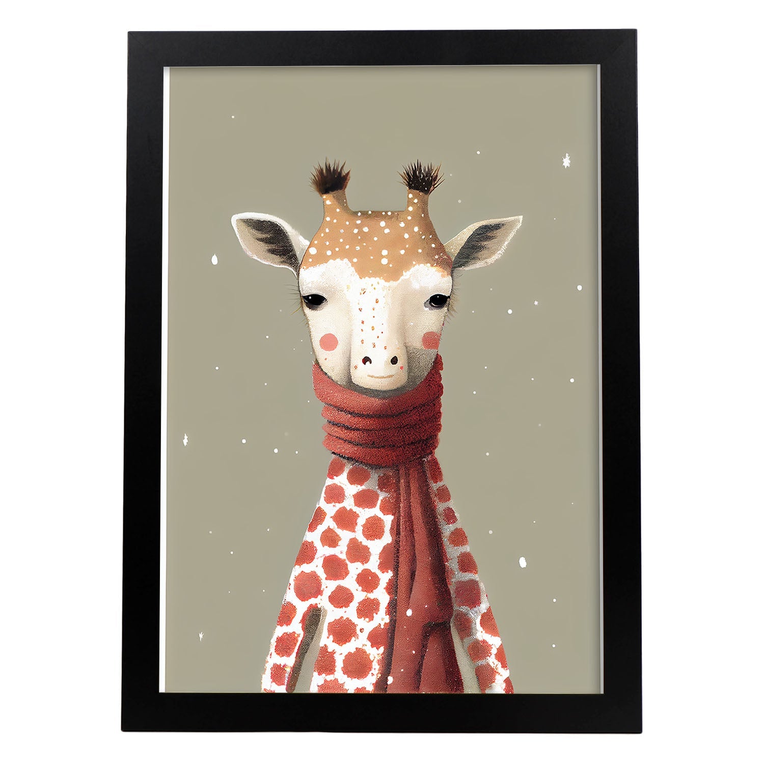 Nacnic linda jirafa bebé con rojo. Estampados de arte de pared estético para el diseño de dormitorio o sala de estar.-Artwork-Nacnic-A4-Sin marco-Nacnic Estudio SL