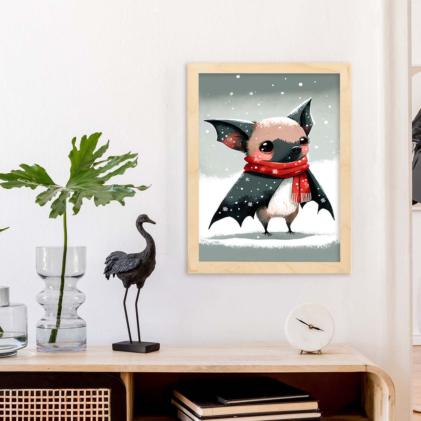 Nacnic Lindo Baby Bat con rojo. Estampados de arte de pared estético para el diseño de dormitorio o sala de estar.-Artwork-Nacnic-Nacnic Estudio SL