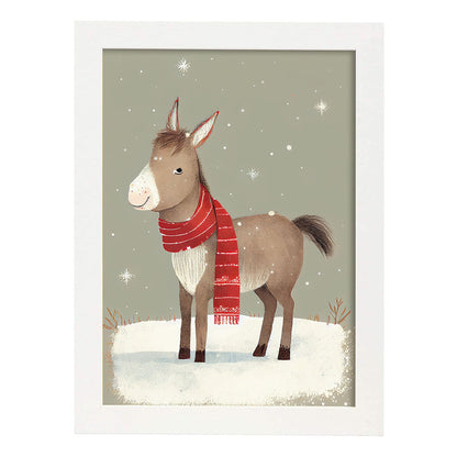 Nacnic lindo bebé burro con rojo. Estampados de arte de pared estético para el diseño de dormitorio o sala de estar.-Artwork-Nacnic-A4-Marco Blanco-Nacnic Estudio SL