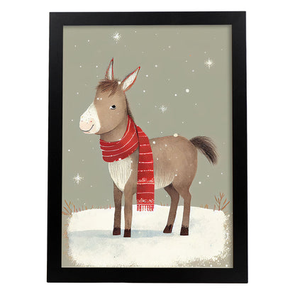 Nacnic lindo bebé burro con rojo. Estampados de arte de pared estético para el diseño de dormitorio o sala de estar.-Artwork-Nacnic-A4-Sin marco-Nacnic Estudio SL