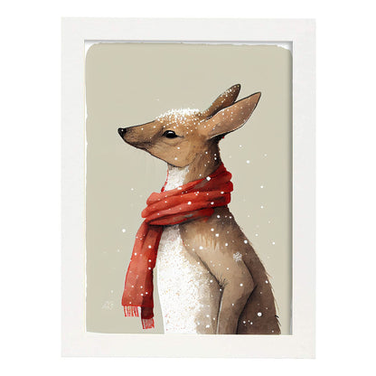 Nacnic lindo bebé canguro con rojo. Estampados de arte de pared estético para el diseño de dormitorio o sala de estar.-Artwork-Nacnic-A4-Marco Blanco-Nacnic Estudio SL