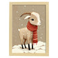 Nacnic lindo bebé ibex vistiendo rojo. Estampados de arte de pared estético para el diseño de dormitorio o sala de estar.-Artwork-Nacnic-A4-Marco Madera clara-Nacnic Estudio SL