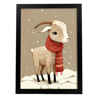Nacnic lindo bebé ibex vistiendo rojo. Estampados de arte de pared estético para el diseño de dormitorio o sala de estar.-Artwork-Nacnic-A4-Sin marco-Nacnic Estudio SL