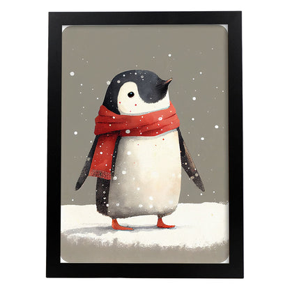 Nacnic lindo bebé pingüino con rojo. Estampados de arte de pared estético para el diseño de dormitorio o sala de estar.-Artwork-Nacnic-A4-Sin marco-Nacnic Estudio SL