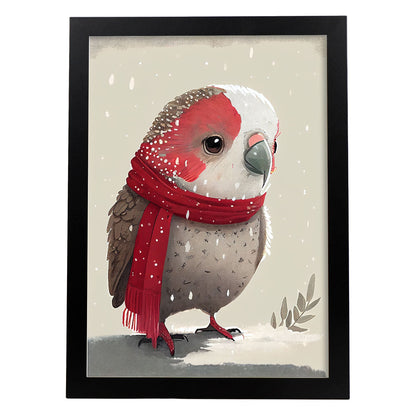 Nacnic lindo loro de bebé con rojo. Estampados de arte de pared estético para el diseño de dormitorio o sala de estar.-Artwork-Nacnic-A4-Sin marco-Nacnic Estudio SL