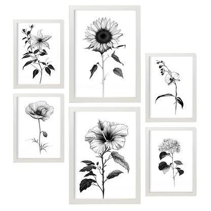 Nacnic Línea Flores Set_3 Láminas para Dormitorio