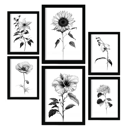 Nacnic Línea Flores Set_3 Láminas para Dormitorio