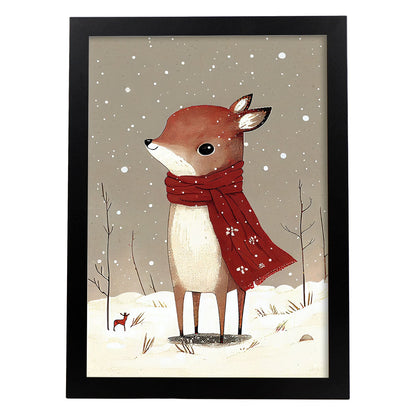 Nacnic Link Baby Deer con rojo. Estampados de arte de pared estético para el diseño de dormitorio o sala de estar.-Artwork-Nacnic-A4-Sin marco-Nacnic Estudio SL