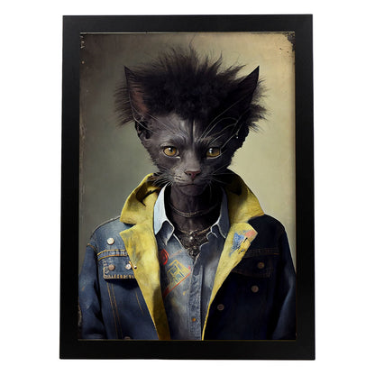 Nacnic Lykoi se vistió con ropa humana. Estampados de arte de pared estético para el diseño de dormitorio o sala de estar.-Artwork-Nacnic-A4-Sin marco-Nacnic Estudio SL