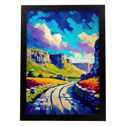 Nacnic Malham Cove Malham Inglaterra pincel de pintura al óleo. Estampados de arte de pared estético para el diseño de dormitorio o sala de estar.-Artwork-Nacnic-A4-Sin marco-Nacnic Estudio SL