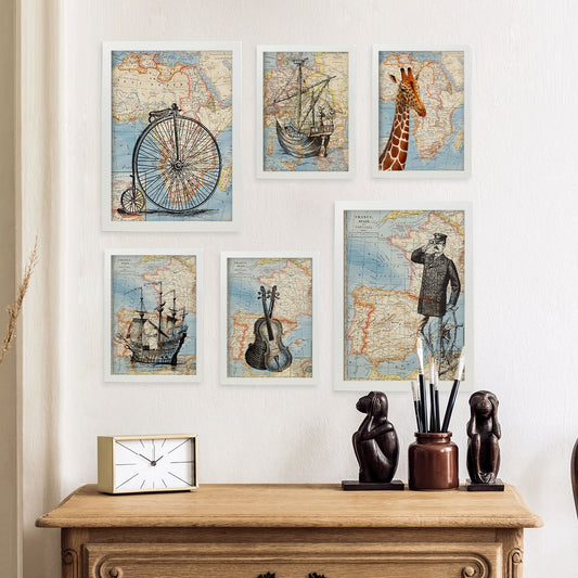 Nacnic mapas vintage. Aesthetic Wall Art Prints for Bedroom or Living Room Design.