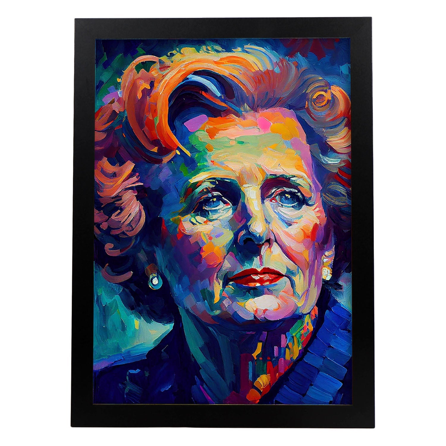 Nacnic Margaret Thatcher Pintura al óleo Strokes Colorfu. Estampados de arte de pared estético para el diseño de dormitorio o sala de estar.-Artwork-Nacnic-A4-Sin marco-Nacnic Estudio SL