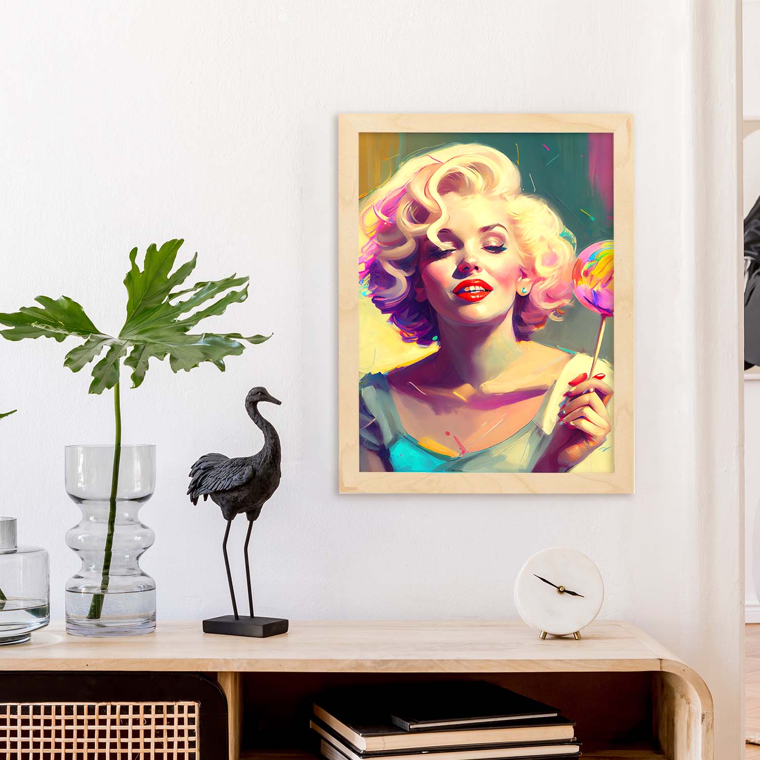 Nacnic Marilyn Monroe le gusta una dinámica de estilo Pixar Lollipop. Estampados de arte de pared estético para el diseño de dormitorio o sala de estar.-Artwork-Nacnic-Nacnic Estudio SL