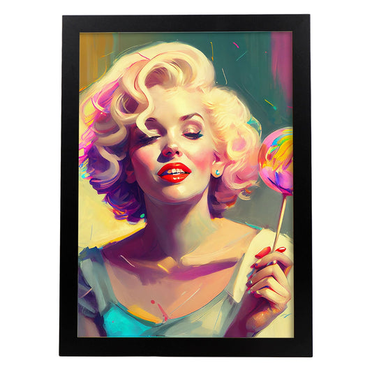 Nacnic Marilyn Monroe le gusta una dinámica de estilo Pixar Lollipop. Estampados de arte de pared estético para el diseño de dormitorio o sala de estar.-Artwork-Nacnic-A4-Sin marco-Nacnic Estudio SL