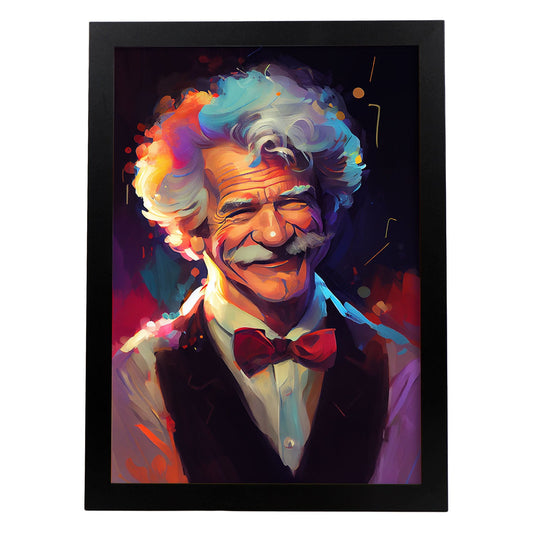 Nacnic Mark Twain sonriente de figura dinámica de estilo Pixar. Estampados de arte de pared estético para el diseño de dormitorio o sala de estar.-Artwork-Nacnic-A4-Sin marco-Nacnic Estudio SL