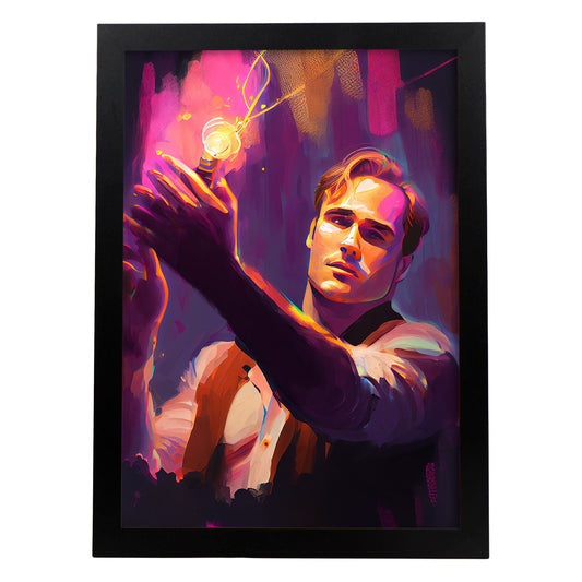 Nacnic Marlon Brando Tomando una foto Dynamic de estilo Pixar f. Estampados de arte de pared estético para el diseño de dormitorio o sala de estar.-Artwork-Nacnic-A4-Sin marco-Nacnic Estudio SL