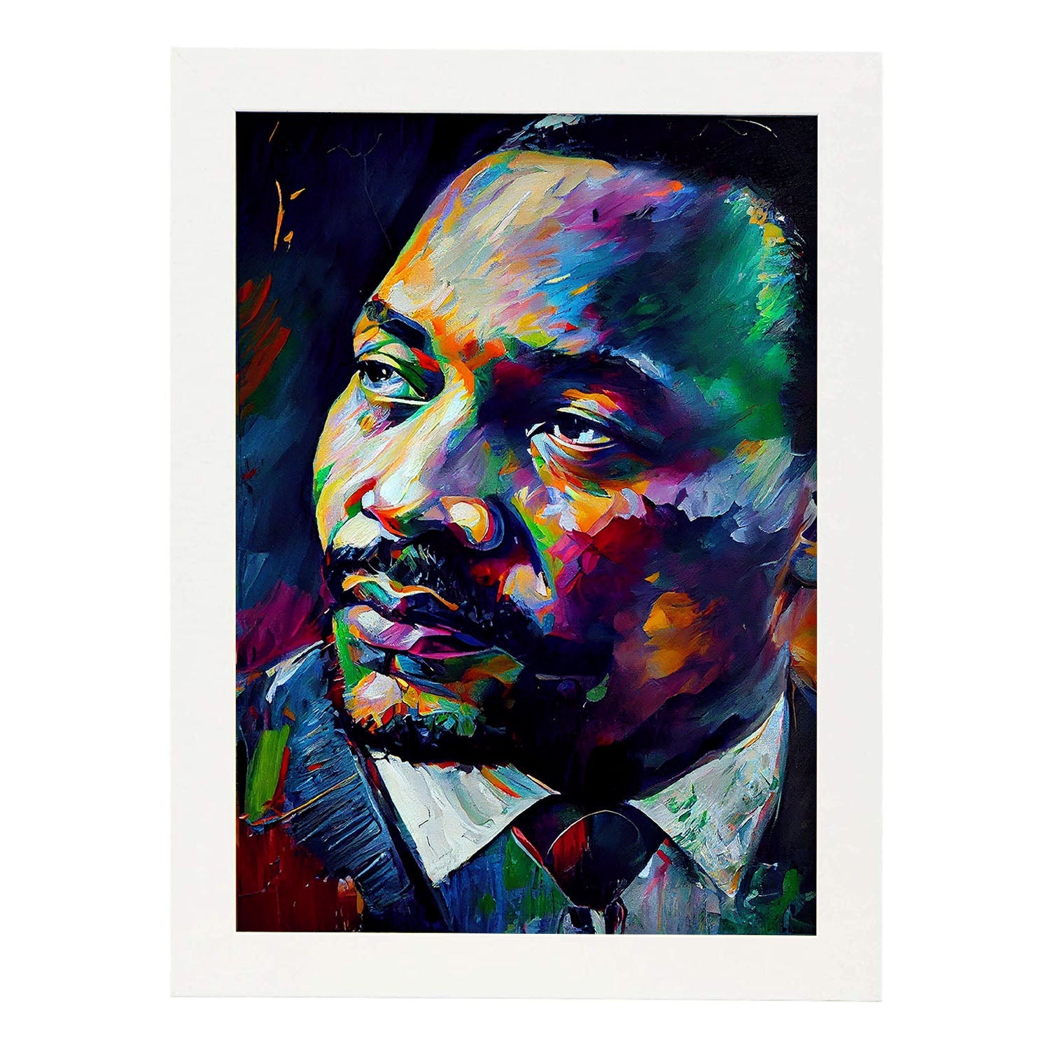 Nacnic Martin Luther King Jr. Pintura al óleo Strokes co.-Artwork-Nacnic-A4-Marco Blanco-Nacnic Estudio SL