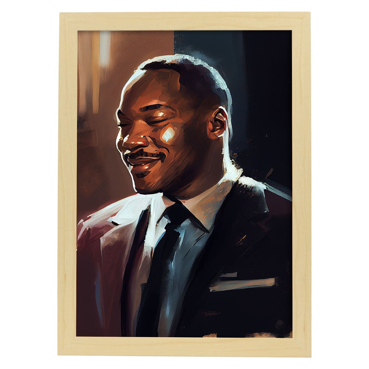 Nacnic Martin Luther King Jr. sonriendo y debatiendo a Pixar.-Artwork-Nacnic-A3-Marco Madera clara-Nacnic Estudio SL