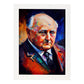 Nacnic Mikhail Gorbachev Pintura al óleo Pincel Strokes Colorfu. Estampados de arte de pared estético para el diseño de dormitorio o sala de estar.-Artwork-Nacnic-A4-Marco Blanco-Nacnic Estudio SL