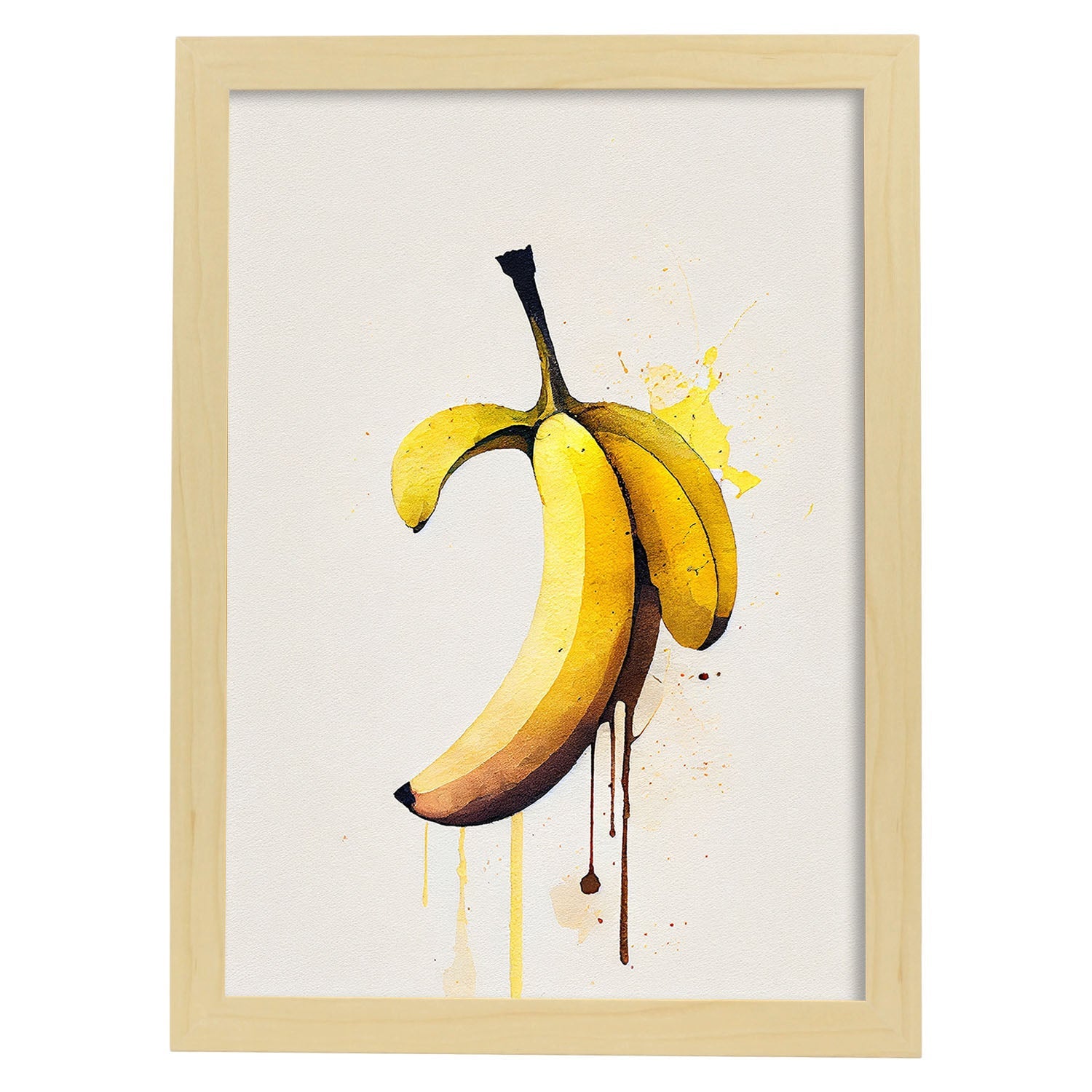 Nacnic minimalist Banana. Aesthetic Wall Art Prints for Bedroom or Living Room Design.-Artwork-Nacnic-A4-Marco Madera Clara-Nacnic Estudio SL