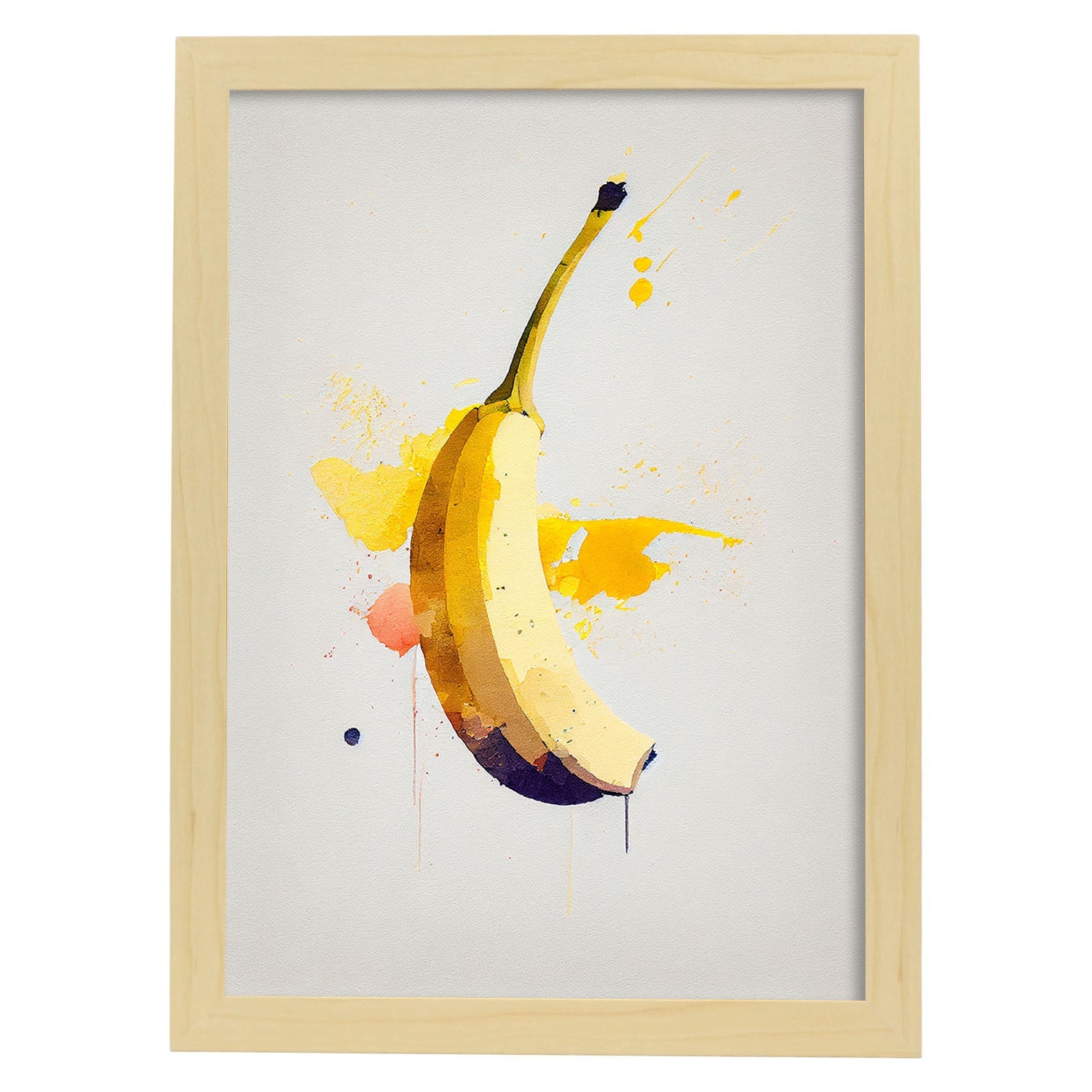 Nacnic minimalist Bananasplit. Aesthetic Wall Art Prints for Bedroom or Living Room Design.-Artwork-Nacnic-A4-Marco Madera Clara-Nacnic Estudio SL