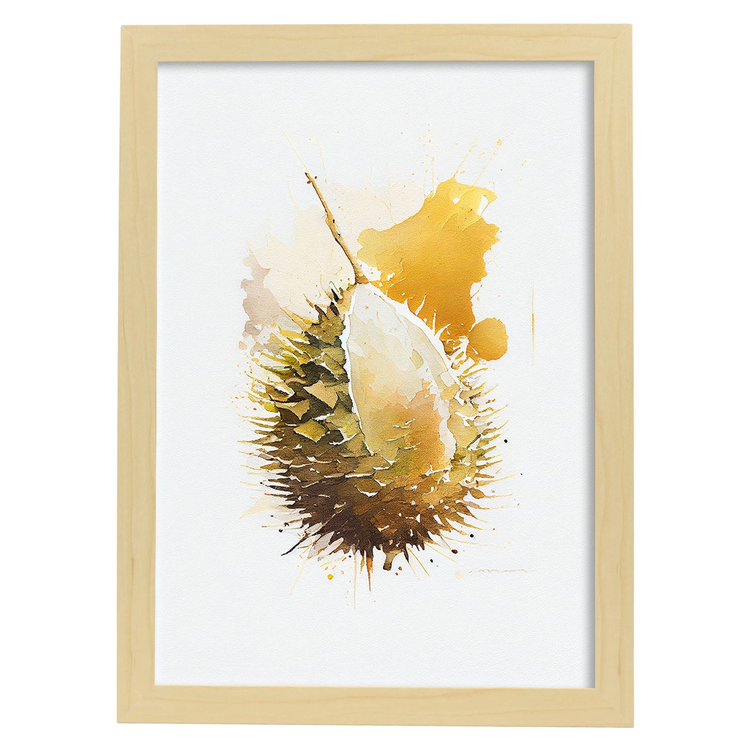 Nacnic minimalist Durian. Aesthetic Wall Art Prints for Bedroom or Living Room Design.-Artwork-Nacnic-A4-Marco Madera Clara-Nacnic Estudio SL