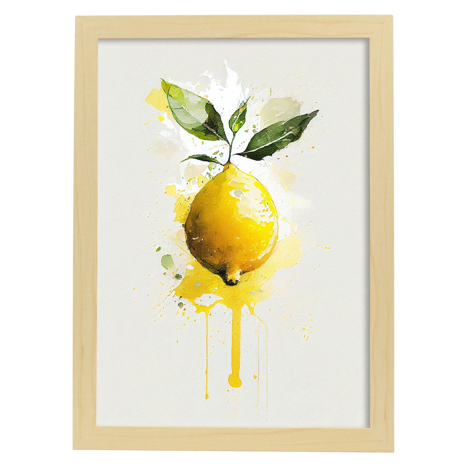 Nacnic minimalist Lemon. Aesthetic Wall Art Prints for Bedroom or Living Room Design.-Artwork-Nacnic-A4-Marco Madera Clara-Nacnic Estudio SL